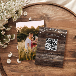 Rustic Barn Wood Bröllop QR Code OSA Tilläggskort