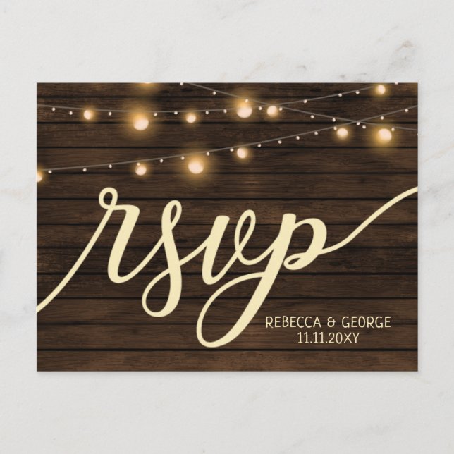Rustic Barn Wood bröllopsinbjudningar osa Postcard Inbjudan Vykort (Framsida)