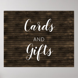 Rustic Barn Wood Bröllopskort and Gifts Sign Poster