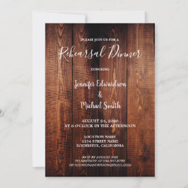 Rustic barn wood country wedding rehearsal dinner inbjudningar