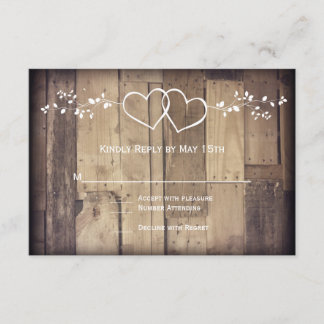 Rustic Barn Wood Dubbla Hearts-Bröllop OSA Kort