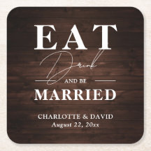 Rustic Barn Wood Eat Drink och ska vara gift Bröll