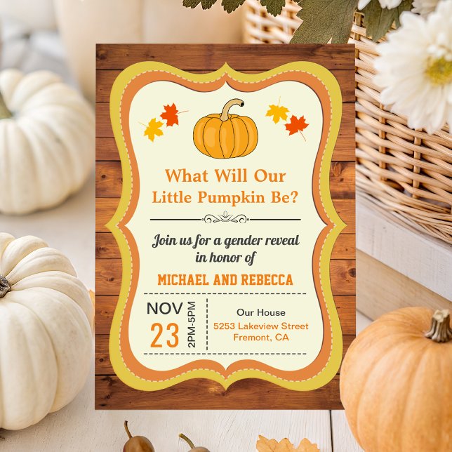 Rustic Barn Wood Fall Autumn Pumpkin Gender Reveal Inbjudningar (Skapare uppladdad)
