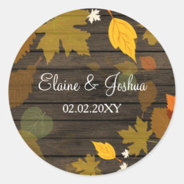 Rustic Barn Wood Fall Wedding-klistermärken Runt Klistermärke