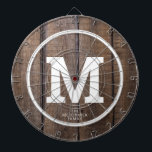 Rustic Barn Wood Family Personlig Monogram Darttavla<br><div class="desc">Spela en roligt av darts med den här Personligen av Rustic Barn Wood Family Dart Board. Det är designat med brunfaux-bakgrund och din stora vita,  feta monogram inledningsvis på mitten. Även moderkortet är personlig med familjens efternamn nedanför brev. Klicka på Anpassa mallalternativet och följ anvisningarna.</div>