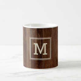 Rustic Barn Wood Farmhouse Monogrammed Kaffemugg