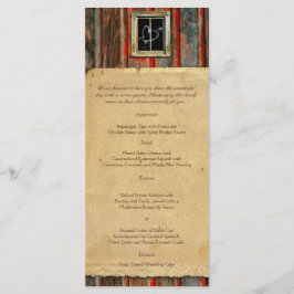 Rustic Barn Wood Graffiti Heart Bröllop Menu Meny