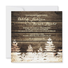 Rustic Barn Wood Gräs Träd Winter Wedding Inbjudan