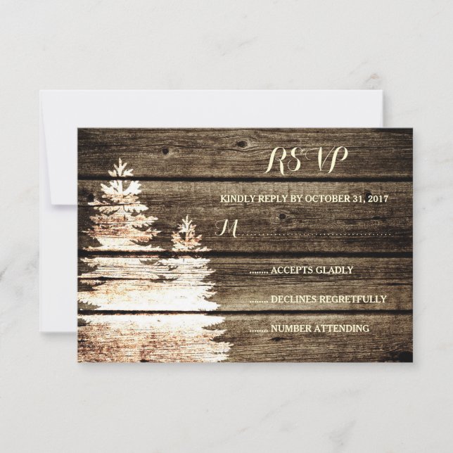 Rustic Barn Wood Gräs Träd Winter Wedding OSA (Framsida)