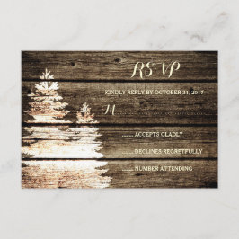 Rustic Barn Wood Gräs Träd Winter Wedding OSA Kort