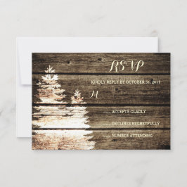 Rustic Barn Wood Gräs Träd Winter Wedding OSA Kort