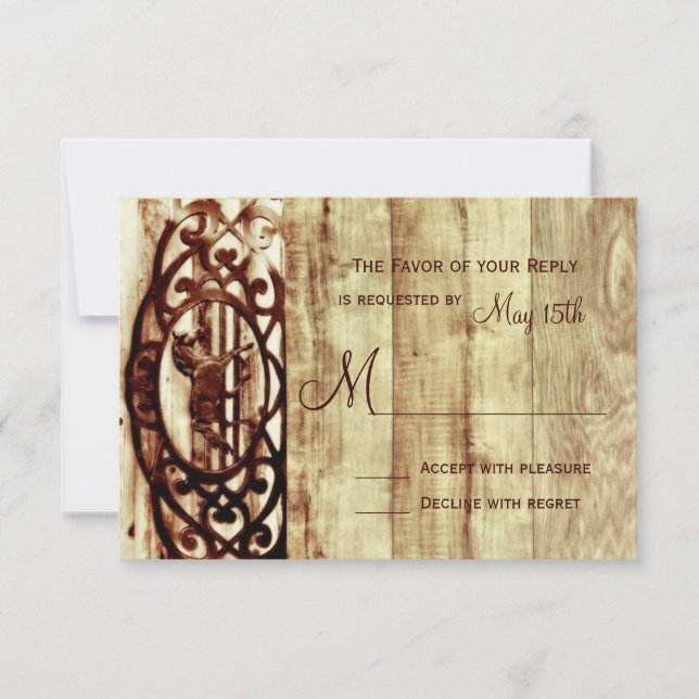 Rustic Barn Wood Horse Bröllops OSA Cards Kort (Framsida)