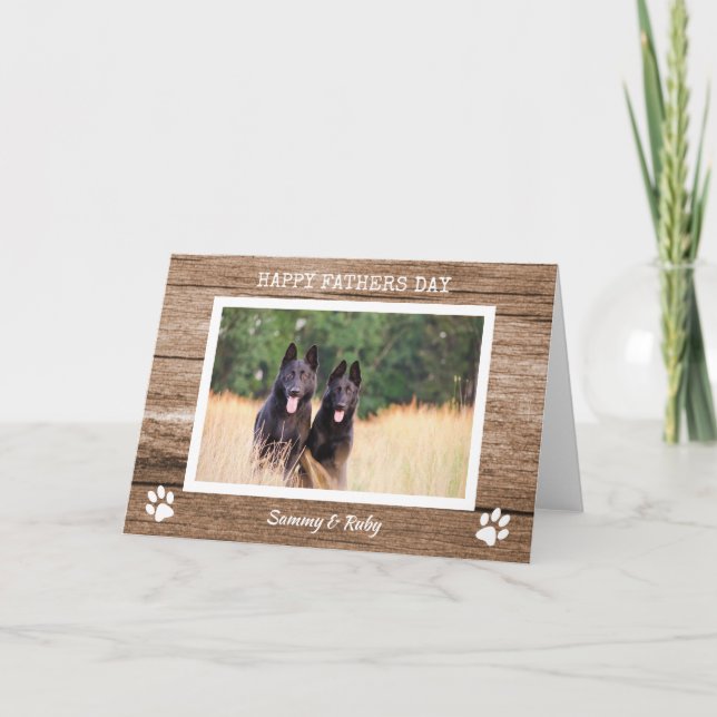 Rustic Barn Wood Hund Pappa Photo Fars dag Kort (Framsida)