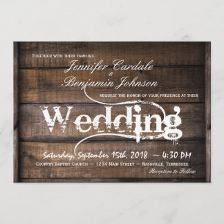Rustic Barn Wood-inbjudningar till Landsbyggsbröll Inbjudningar