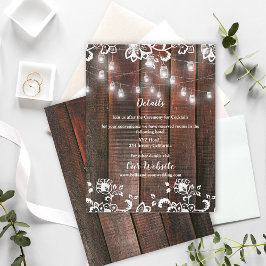 Rustic Barn Wood Lace String Lights Wedding Detail Tilläggskort