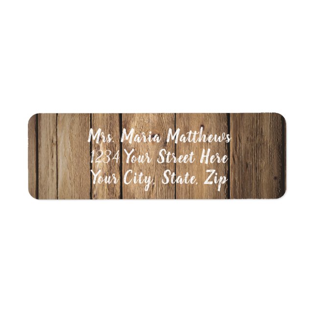 Rustic Barn Wood Land Adress-mejseletiketter Returadress Etikett (Framsidan)