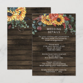 Rustic Barn Wood Land Solblommor Bröllop Tilläggskort