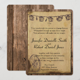 Rustic Barn Wood Lantern Bröllop Inbjudningar