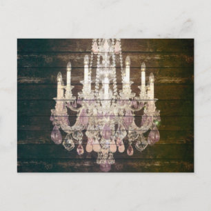 Rustic Barn Wood lila fransk chandelier Vykort