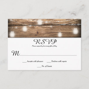 Rustic Barn Wood Mason Burk Ljus RSVPs OSA Kort