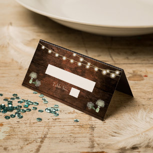 Rustic Barn Wood Mason Burk String Ljus Bröllop Placeringskort