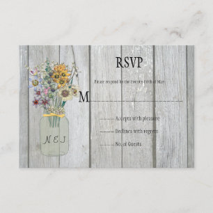 Rustic Barn Wood Mason Burk Wildblommornas OSA Kort