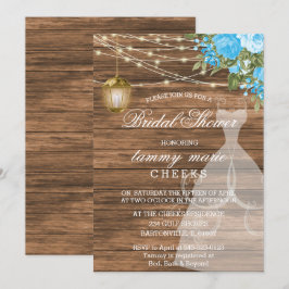 Rustic Barn Wood Möhippa - Baby blue Inbjudningar