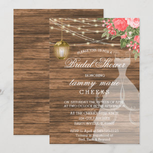 Rustic Barn Wood Möhippa - Coral Inbjudningar