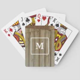 Rustic Barn Wood, Monogram, Western Casinokort