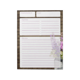 Rustic Barn Wood och Burk of Flowers Recipe Pages Anteckningsblock