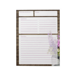 Rustic Barn Wood och Burk of Flowers Recipe Pages Anteckningsblock