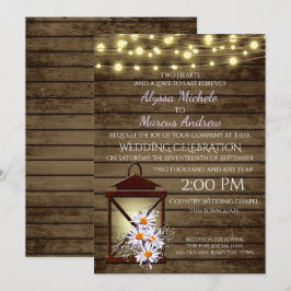 Rustic Barn Wood och Lantern med Daisy Inbjudningar