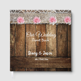 Rustic Barn Wood och Snöre Bröllop Gästböcker