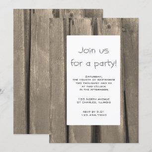 Rustic Barn Wood Party Inbjudningar