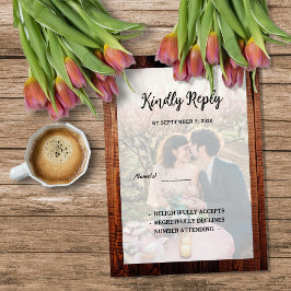 Rustic barn wood photo country RSVP Inbjudningar