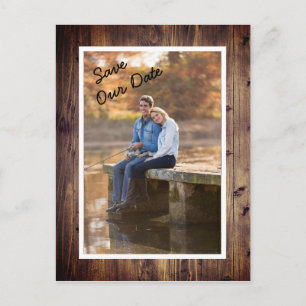Rustic Barn Wood Photo Spara Bröllop Vykort