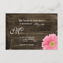 Rustic Barn Wood Rosa Daisy Bröllop OSA Cards