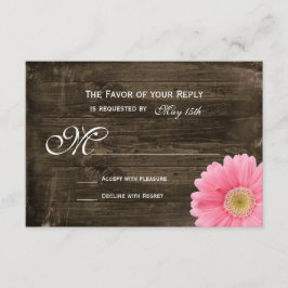 Rustic Barn Wood Rosa Daisy Bröllop OSA Cards Kort
