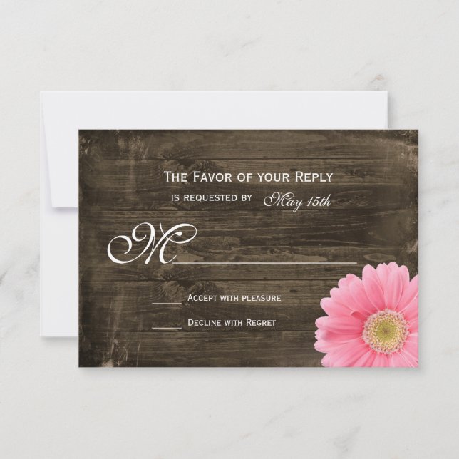 Rustic Barn Wood Rosa Daisy Bröllop OSA Cards Kort (Framsida)