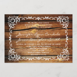 Rustic Barn Wood Rulla Ram bröllopsinbjudningar Inbjudningar