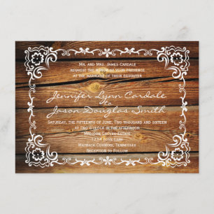 Rustic Barn Wood Rulla Ram bröllopsinbjudningar Inbjudningar