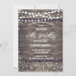Rustic Barn Wood Snöflingor Winter Couples Shower Inbjudningar