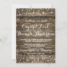 Rustic Barn Wood Snöflingor Winter Wedding Inbjudningar