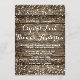 Rustic Barn Wood Snöflingor Winter Wedding Inbjudningar