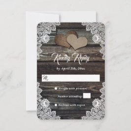 Rustic Barn Wood Snöre Burlap Hearts Bröllop OSA Kort