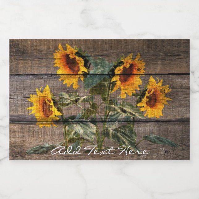 Rustic Barn Wood Solros (Enkel etikett)