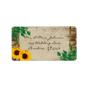 Rustic Barn Wood Solros Adressetikett