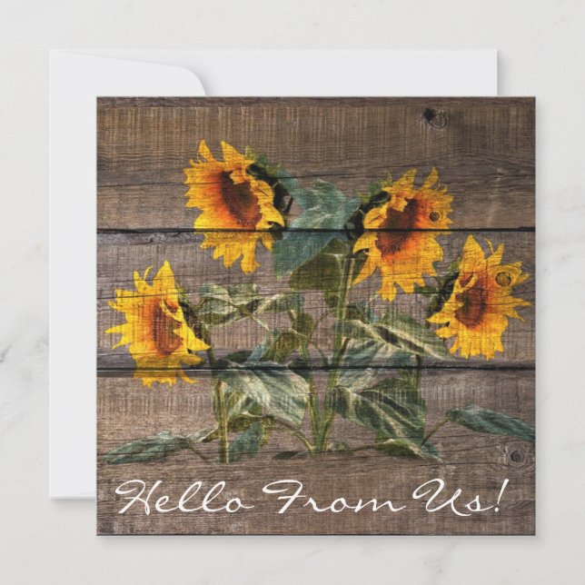 Rustic Barn Wood Solros Anteckningskort (Framsida)