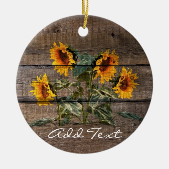 Rustic Barn Wood Solros Julgransprydnad Keramik (Framsidan)