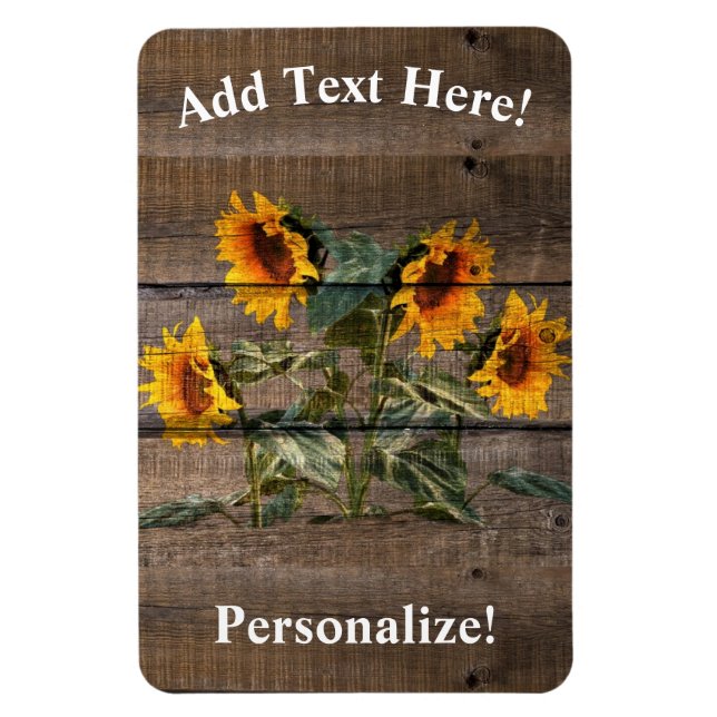 Rustic Barn Wood Solros Magnet (Vertikal)
